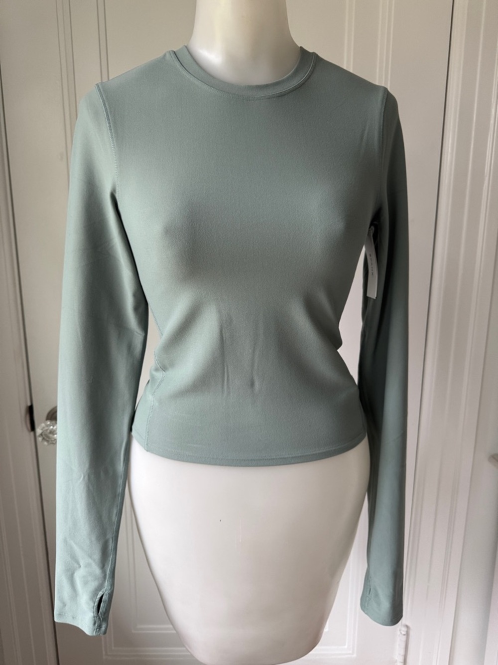 NWT SPANX Bare Essential Contour Long-Sleeve Crewneck Top XS in Fennel